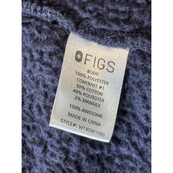 FIGS BAFIA Varsity Sherpa Fleece Jacket; Size Small; Full Zip; Navy Blue Scrubs - Picture 11 of 13